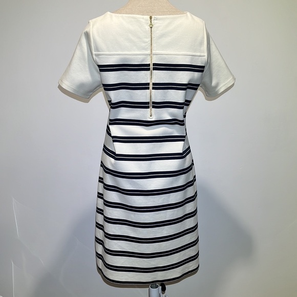Nautica Womens Dress Size Medium Striped Short Sleeve Midi Preppy Old Money - Picture 2 of 14